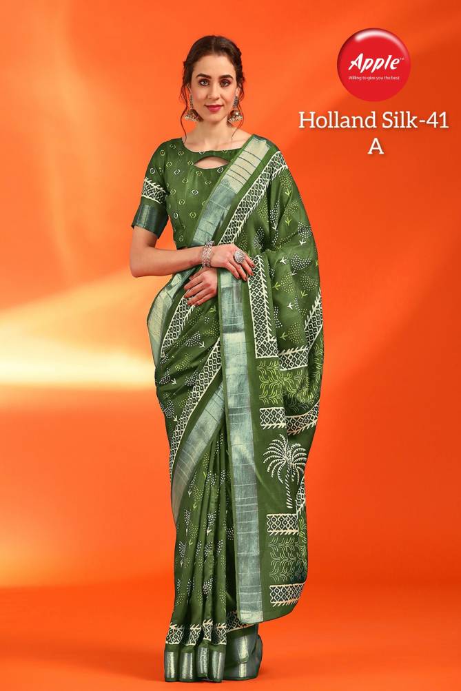 Holland Silk 41 By Apple Cotton Silk Printed Sarees Wholesale Market In Surat